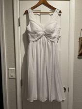 NWT White sequined ruched bodice mid length wedding dress