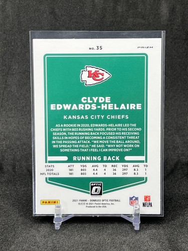 2021 Donrus Optic Red Clyde Edwards-Helaire Red Stars #35 Chiefs COLOR MATCH - Foto 2 di 2