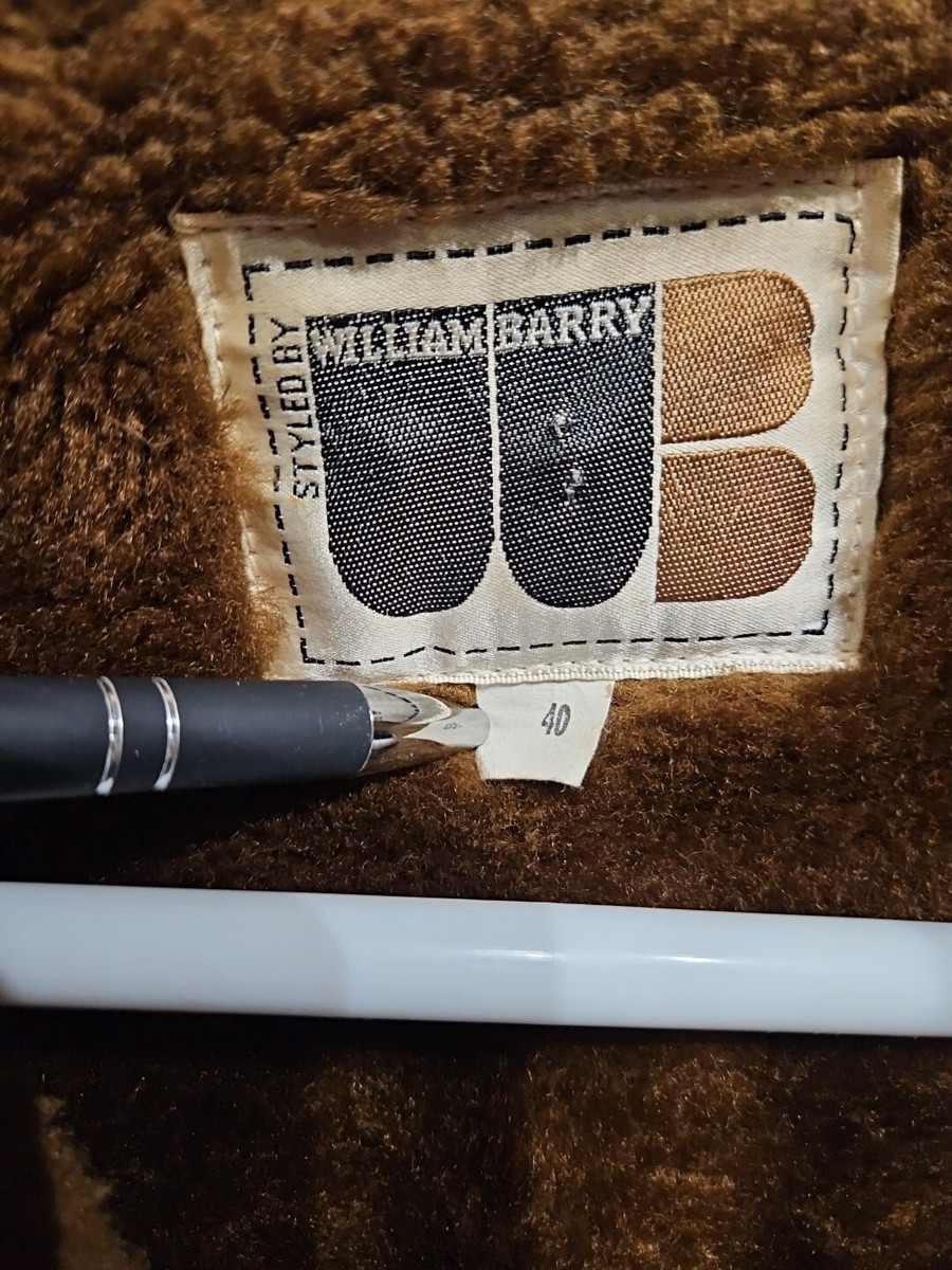 Vtg 1970s William Barry Corduroy Fur Lined Brown Coat Jacket Mens