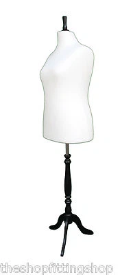 THE SHOPFITTING SHOP DELUXE FEMALE SIZE 18 Dressmakers Dummy Mannequin Tailor WHITE Bust BLACK Stand