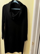 Ann Taylor Black Cowl Neck Sweater Dress size Medium Blended knit