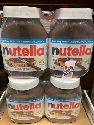 AiWaWa CA, 4 x 1 kg, Nutella Hazelnut Chocolate Spread, MADE IN CANADA