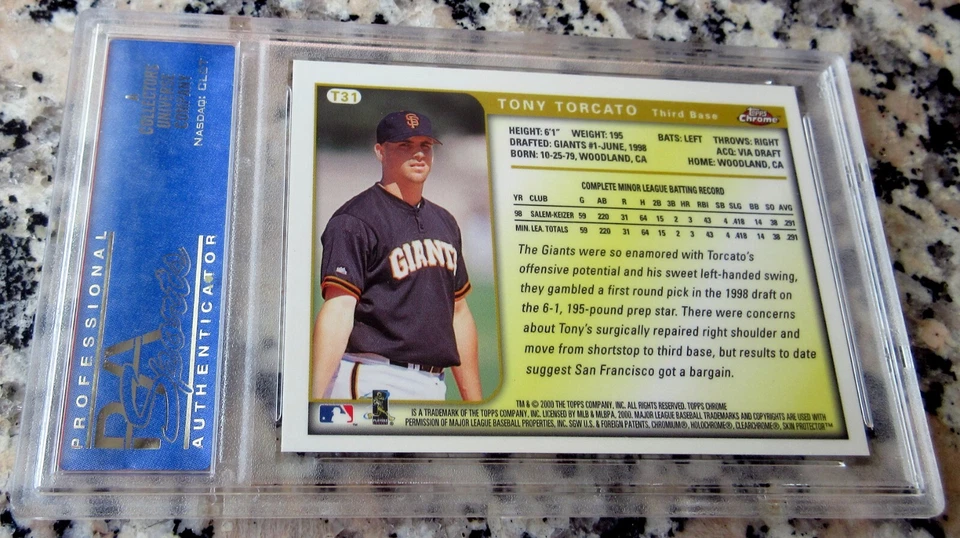 TONY TORCATO 1999 Topps Chrome Traded Rookie Card RC PSA 10 POP 7 RARE Giants $$ - Image 2 of 2