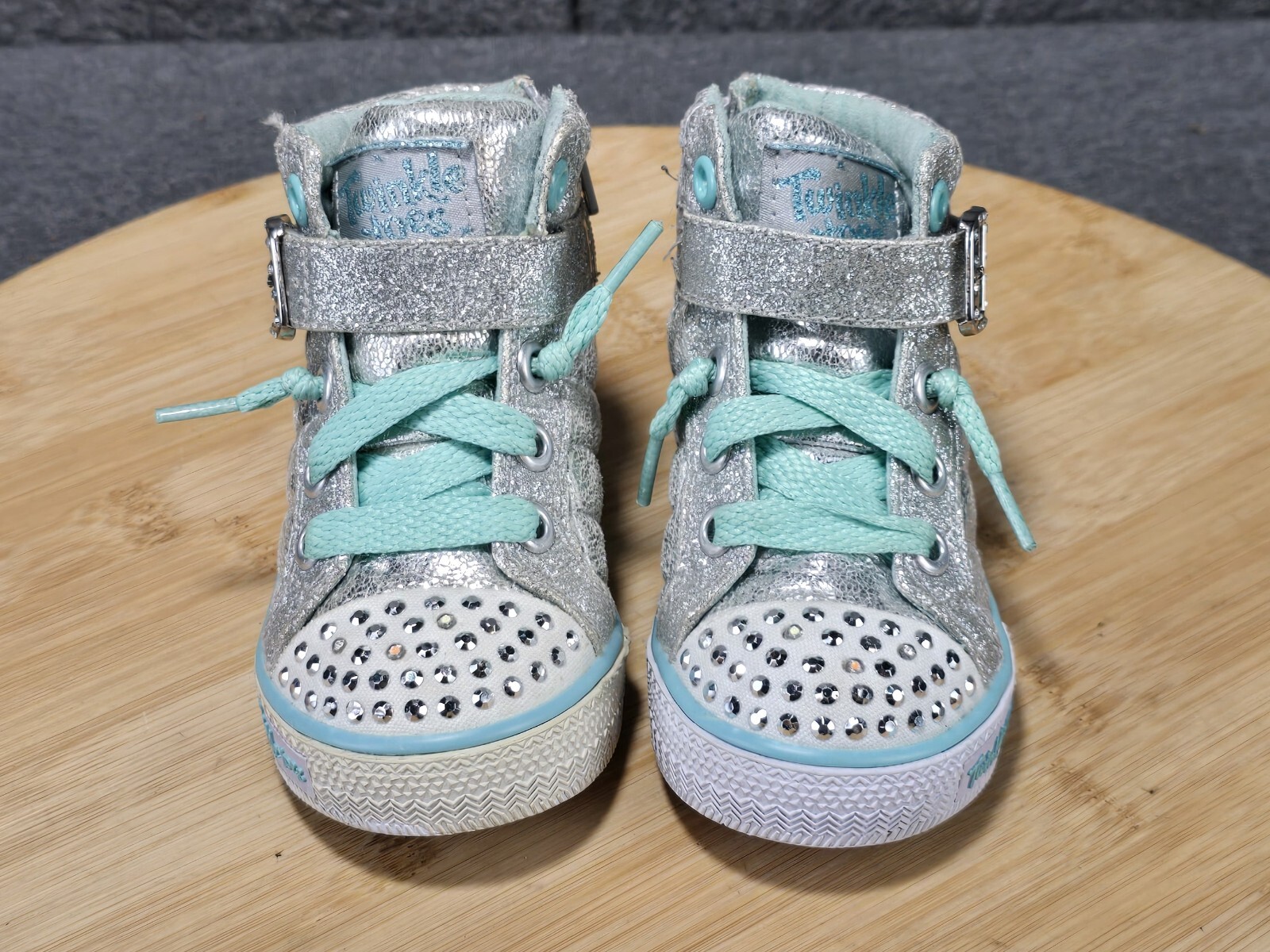 SAOLA Scarpe sneakers argento Skechers Twinkle Toes cuore e suola bambina taglia 5
