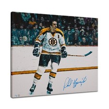 Phil Esposito Signed Boston Hockey Landscape 26x32 Art Canvas