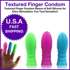 Finger Condom Sleeve Soft Silicone Stimulator Fun Tool Sensation Textured Pink