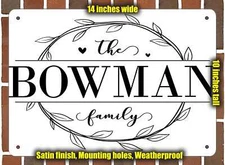 Bowman Family Decorative Metal Door or Wall Plaque (Style 1)