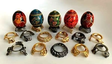 Bard's Gold or Pewter Toned Egg Stand - Holder - Display for Hen Sized Eggs