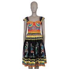 71427 auth DOLCE & GABBANA black cotton 2021 CARRETTO POPLIN Dress 44 L