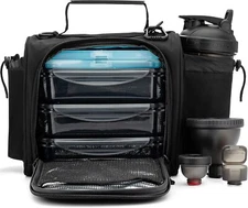 Hydra Cup Insulated Lunch Bag with Containers - Meal Prep Included Black 