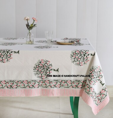 African Arts Tropical Palm Leaf Cotton Linen Table Runner - 13x120 Inch, Farmhouse Kitchen Decor