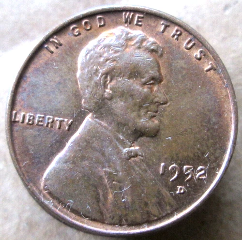 1952-D WHEAT CENT, MS+++, RED/BROWN COLOR, CIRCULATED