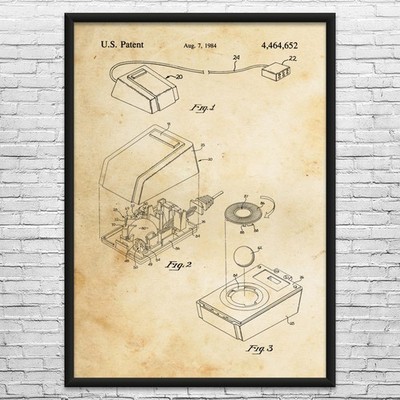 Retro Computer Mouse Patent Wall Art: Computer Lab Decor, IT Tech Gift