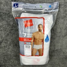 Hanes Ultimate Tagless Briefs Men's Size Large Pack of 7 NEW 2019 White 36-38  