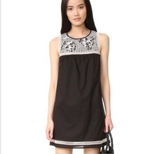 TORY BURCH Hopewell Embroidered 100% Cotton Shift Dress Summer Cocktail Size S