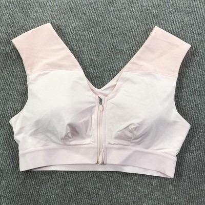 Tommie Copper Sports Bra Womens Large Pink Zip Front Shoulder Support V-Back