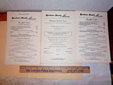 10 Southern Pacific Railroad Golden State Limited Luncheon Menu Cards 1965