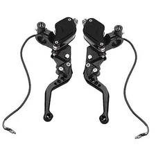 Motorcycle Brake Clutch Pump Lever with Dual Hydraulic Master Cylinder Black