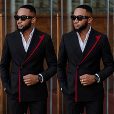 Black Men's Suit Peak Lapel Designed Jacket Coat Banquet Party Prom Outfits