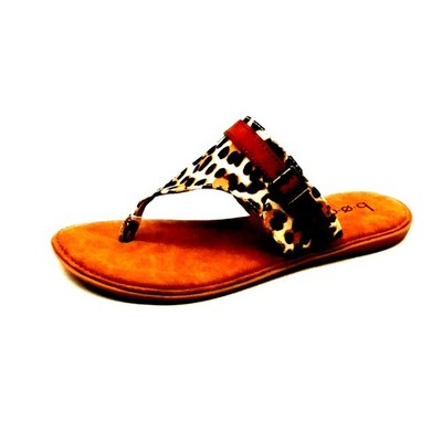 BOC Shoes Womens Mya Thong Sandals Tan Leopard Canvas Strap Accent 6 NEW