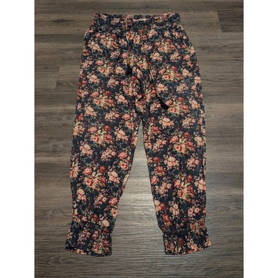 Denim & Supply Ralph Lauren Floral Jogger Pants Womens L Boho Smocked Cuffs