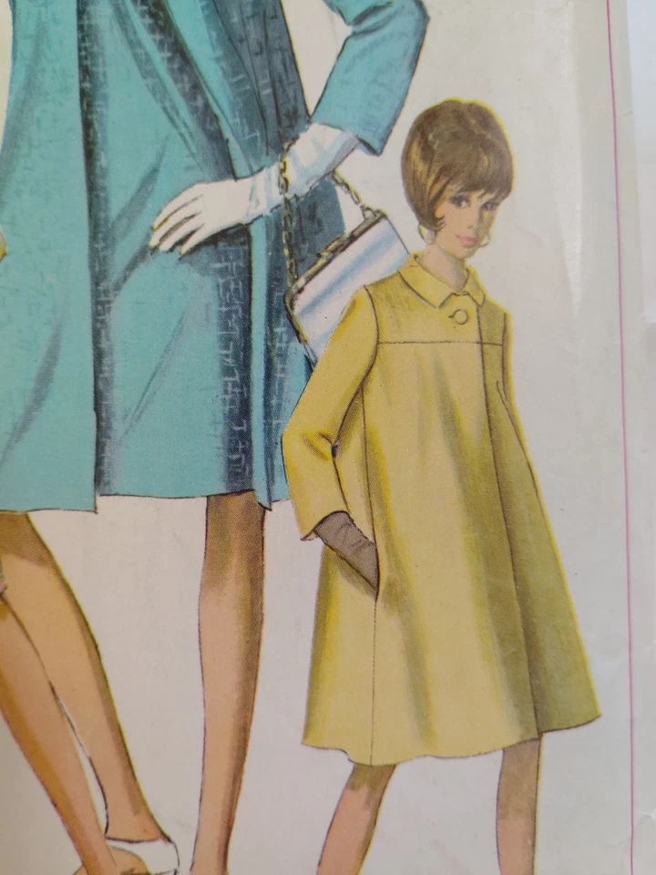 Trench Coat Dress A Line 18 Simplicity 6977 Sewing Pattern Cut VTG 1960's Twiggy - Image 4 of 4