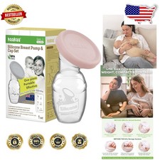 Food-Grade Silicone Manual Breast Pump - 4oz Blush, Portable  Adjustable Suc...
