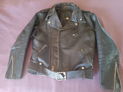 Brooks Vintage Leather Biker Jacket Gold Label Talon Zippers 50s