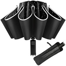 Inverted Umbrella - Windproof Travel Umbrella for Rain and Sun, Compact Rever...