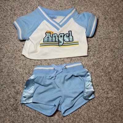 Build-A-Bear Angel Blue White Sport Outfit Costume Shirt Shorts Y2K Cute Clothes