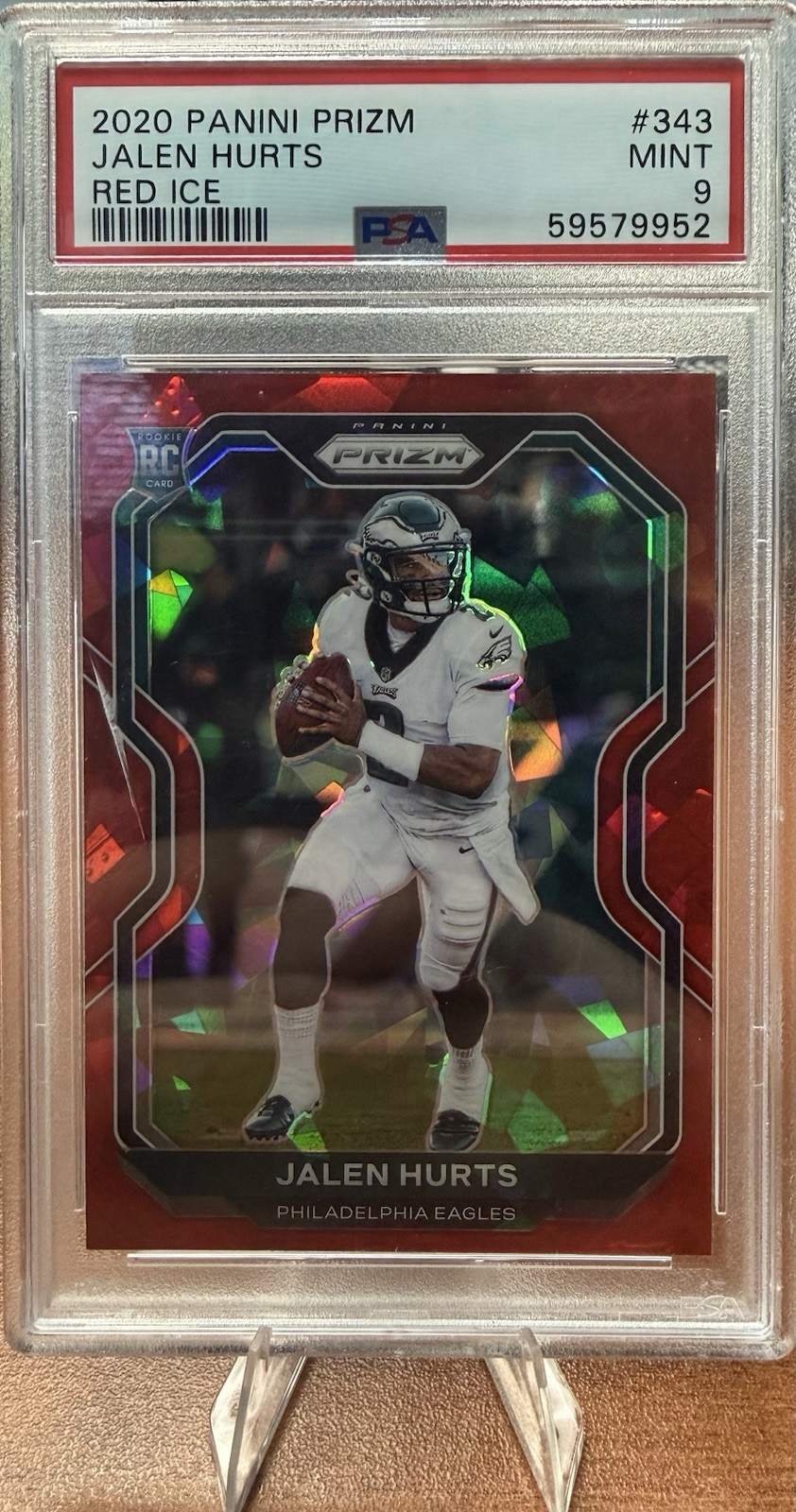 2020 Panini Prizm Red Ice Jalen Hurts #343 PSA 9 Rookie Philadelphia Eagles