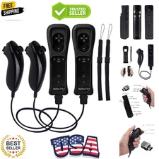 Motion Plus Wii Controllers 2Packs with Nunchucks, Wii Remote Controllers Com...