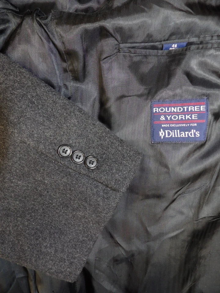 Roundtree Yorke Overcoat Top Coat Winter Coat 46r 100% Wool Double Breast Z#1 - Image 3 of 4