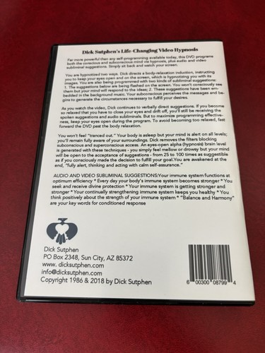 Dick Sutphen Video HYPNOSIS DVD A Strong Immune System Richard Sutphen - Picture 3 of 4
