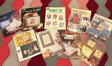 VTG 80s Cross Stitch Needle Patterns Leaflets Magazines Lot Of 9
