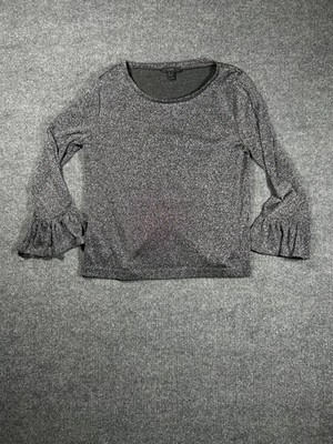 J. Crew Women's Metallic Long Sleeve Top with Ruffle Sleeves