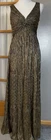 Anthropologie Tiered Maxi Dress S Metallic Gold Silver Knot Bow Cocktail Holiday