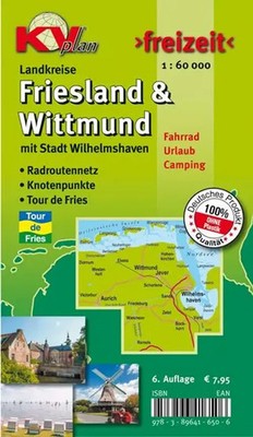 Friesland & Wittmund Kreiskarte, KVplan, Radkarte/Freizeitkarte/Routenkarte...