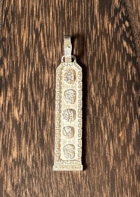 Vtg Joya (Oro) Maya Sterling Silver Mayan Glyph Tablet Pendant Signed D. Bol 9Gr