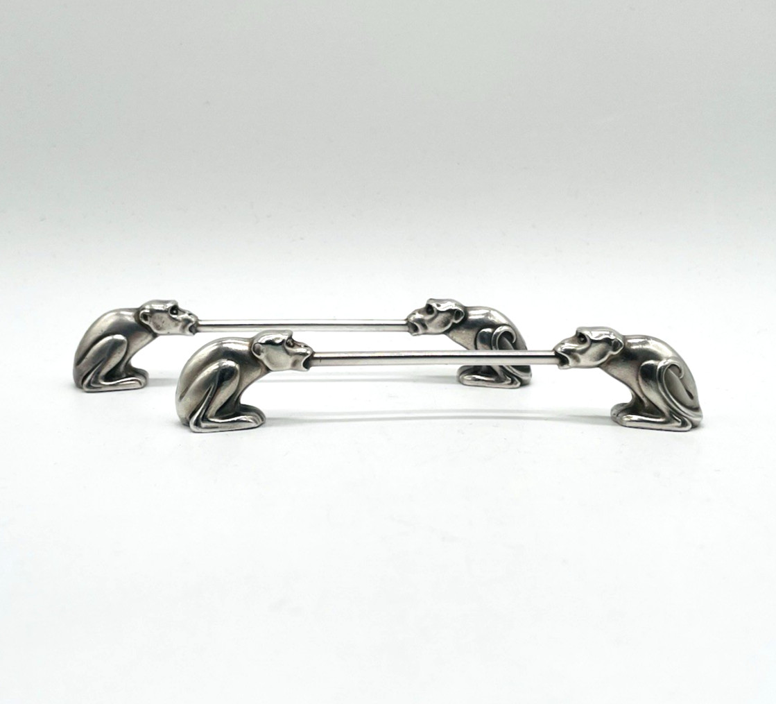 Antik WMF Messerbänkchen Set Paar ART DECO Affen VERSILBERT um 1930