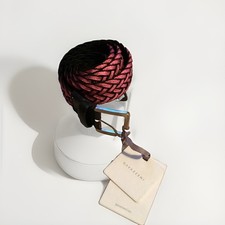 Gavazzeni Braided Leather Belt IT Size 85  SPARKLY FUSHIA And Black NWT