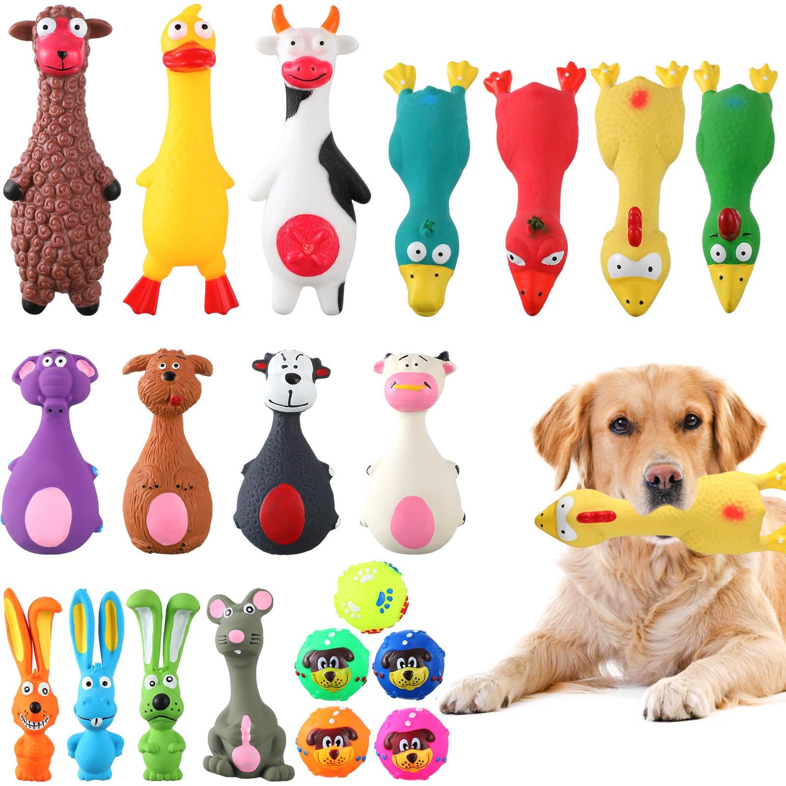 Latex Rubber Puppy Chew Balls Assorted Animals