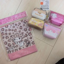 Sanrio Characters Pouch and Drawstring Set with 5 Items Including My Melody