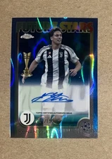 2024-25 Topps Chrome UEFA Soccer Kenan Yildiz Blue Rookie Autograph Card #d /150