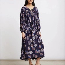 Ciao Lucia Terina Floral Midi Dress Navy Boho Romantic Cottagecore XS NWT