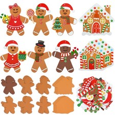 24 Sets Gingerbread Foam Craft Kit DIY Christmas Arts and Crafts for Kids Mak...
