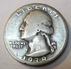1938 P * PHILADELPHIA * Silver WASHINGTON QUARTER * As Seen * USA FREE SHIP