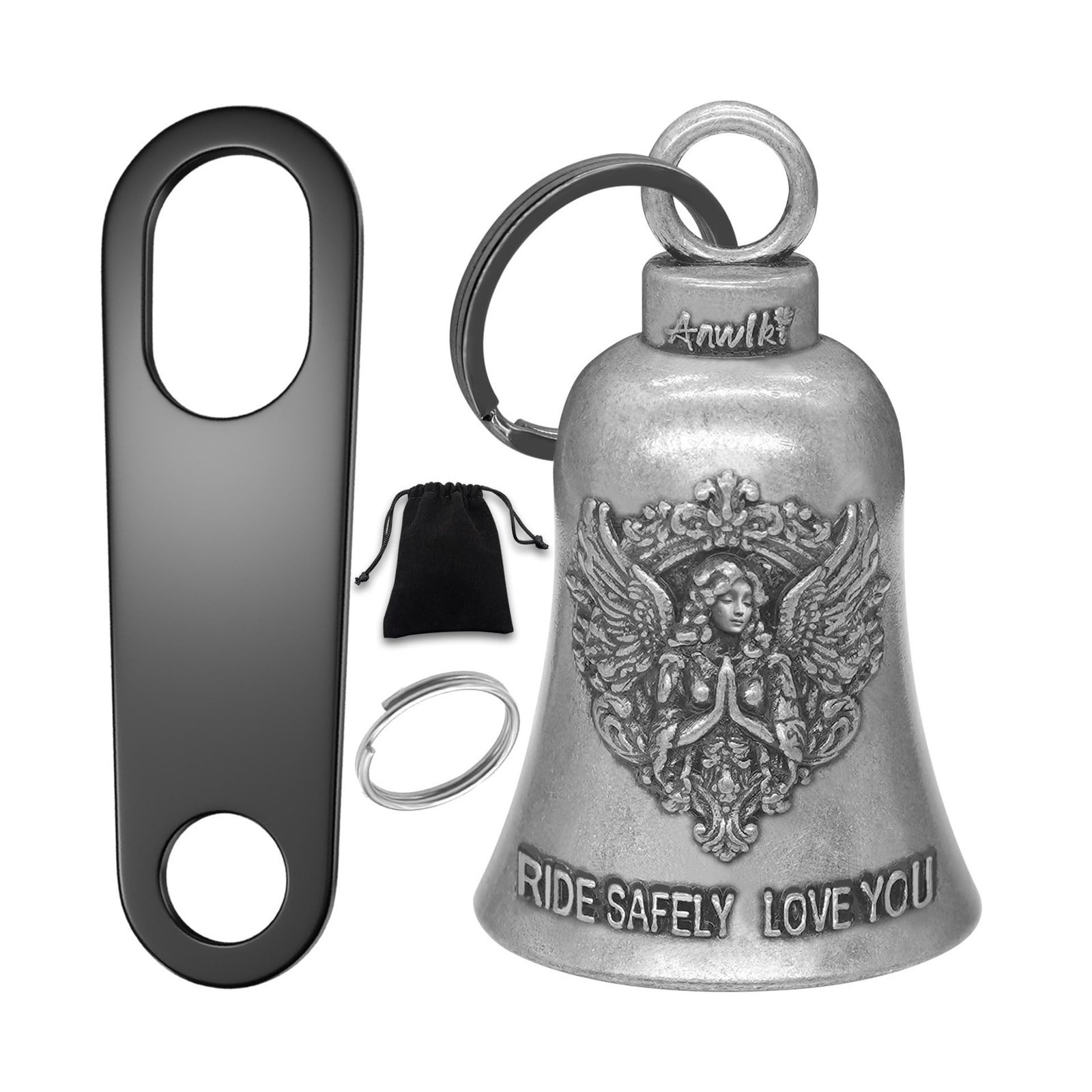 Motorcycle Bell - Biker Guardian, Luck Riding Bell w/ Key Chain