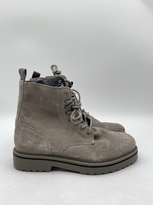 Men s STEVE MADDEN Braga Gray Suede Lace-Up Side Zip Boots Size 8.5