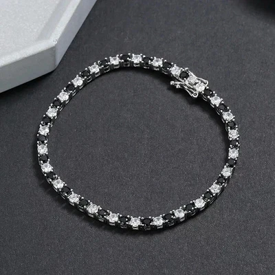 8Ct Round Lab Created Black Diamond Tennis Bracelet 14K White Gold Plated 7.5"In - image 1 of 4